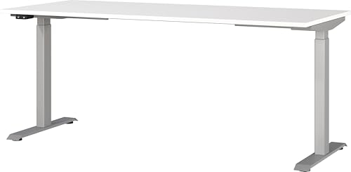 Germania Schreibtisch 7909-639, in Weiß/Silber, EL. höhenverstellb., 180 x 120 x 80 cm (BxHxT)