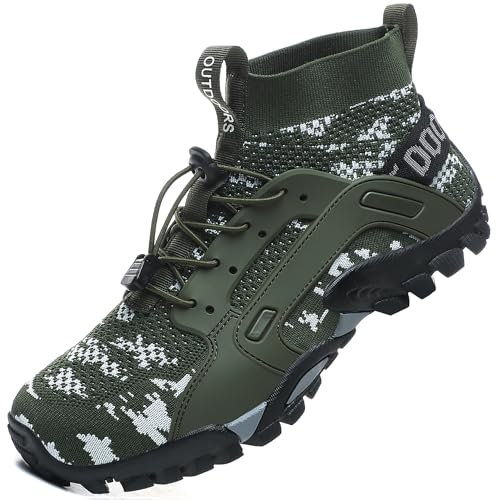 VTASQ Herren Damen Wanderschuhe Anti-Rutsch Wanderstiefel Trekkingschuhe Leicht Atmungsaktiv Outdoorschuhe Männer Sportschuhe Kletterschuhe Trail Running Traillaufschuhe Unisex Tarnung 43 EU