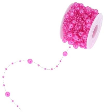 Perlenschnur 10 m/Rolle, künstliche Perlen, Perlenkette, Girlande, Blumen, Perlenbesatz for DIY-Hochzeitsfeier, Dekoration, 8 mm und 3 mm(Color:RoseRed)