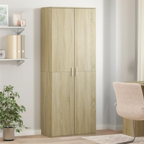 IKAYAA Armario Multiusos de Limpieza y Escobero - 2 Puertas de Madera de Ingeniería, Almacenamiento para Hogar, 70x35x180 cm, Roble Sonoma