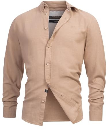 Indicode Herren INGilman Hemd kariert mit Kent-Kragen aus Baumwollmischung | Herrenhemd Männerhemd Simply Taupe, M