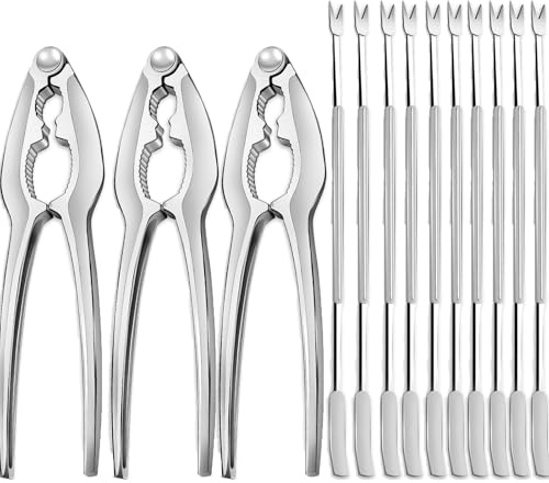 13 PCS Lobster Crackers and Picks Set, Crab Leg Cracker Tools, Including 3 Lobster Cracker and 10 Forks, Heavy Duty Shellfish Nut Cracker Set, Seafood Tools for King Crab Legs Shellfish Claw