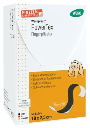 WERO Weroplast® PowerTex Fingerpflaster 18 x 2,5 cm, 50 Stk/Pkg | extra starke Klebkraft, längs- und querelastisch, einzeln eingesiegelt