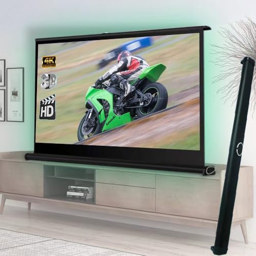 QSPNVFB Telo Proiettore Portatile per Campeggio Ufficio Home Theater, Schermo Proiettore da Pavimento, 16: 9 Schermo di Proiezione da Tavolo Retrattile(30inch)