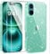 AROYI 3 in 1 Clear Glitter Case Compatible with iPhone 16 Case with 2 Tempered Glass Screen Protector, Soft Bumper Anti-Scratch Sparkle Bling Women Girls Phone Case for iPhone 16 6.1, Green
