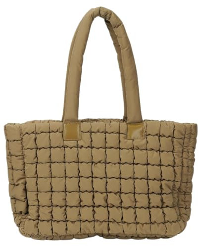 TIAASTAP Groß Puffer Tote Bag mit Reißverschluss Shopper Teddy Tasche Stepptasche Gesteppte Handtasche Schultertasche Damen Gross Tragetasche Damen-Henkeltaschen Hobo Bag