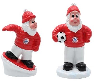 FC Bayern München I Weihnachtsfiguren I Dekozwerge I 2er Set| Rot I Fußball