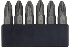 Juego de 6 puntas de destornillador JIS de 35 mm con punta magnética, vástago hexagonal de 6,35 mm (1/4), acero de aleación S2 y tira de almacenamiento de 6 ranuras – Perfecto para motocicletas