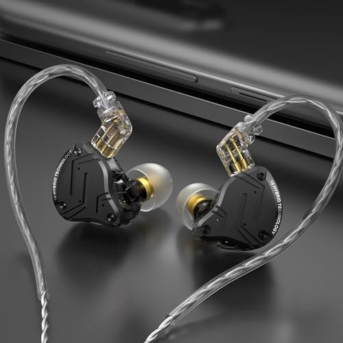SENECESLI Monitor In Ear, Auriculares IEM para Juegos ZS10 Pro X, Auriculares con Monitor con Cable, Controlador Híbrido 1DD 4BA HiFi Desmontable Chapado en Plata Cable de 2 Pines de
