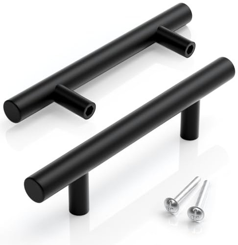 ARANA 10 Pack Kitchen Cabinet Handle 102mm Black Cupboard Handles Kitchen Drawer pulls for Shower Door Bathroom Door Wardrobe Bedroom drawe Pull Stainless Steel