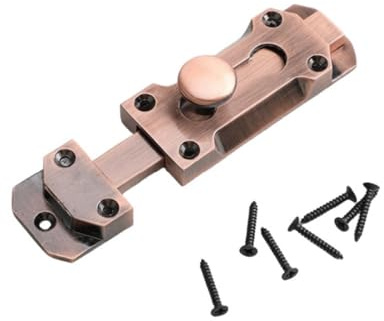 Schiebetürriegel aus antikem Messing, 10,2 cm, hochbelastbar, kupferfarben