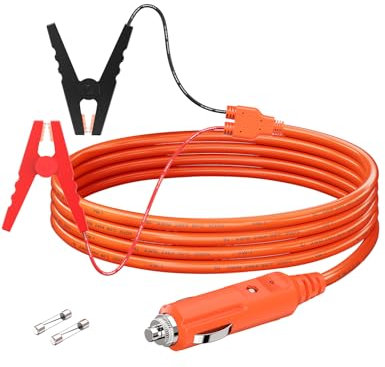 Lonnky 12V Alligator Klemme zu Zigarettenanzünder Kabel für Jackery, Bluetti, Anker, 14AWG Auto Zigarettenanzünder Stecker zu Batterie Clips Adapter für Solar-Generatoren und Power Stationen (2 Meter)