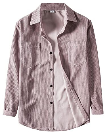 Chemise décontractée et unie à manches longues pour homme - Vieux rose, Rose, XL