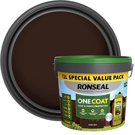 Ronseal One Coat Shed and Fence Protector Dark Oak 12L