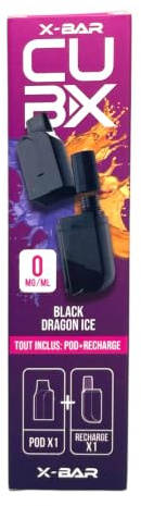 CUBX- double pod remplissable (batterie non incluse) sans nicotine ni tabac, Vente interdite aux personnes âgées de moins de18 ans (saveur : Black Dragon Ice)