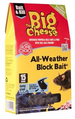 All-Weather Block Bait Rodent Killer Blocks – Single-Feed, Fast-Acting, Highly Effective for Rat & Mouse Control – Tamper-Resistant, Ready-to-Use, Indoor & Outdoor 15 Blocks (Single)
