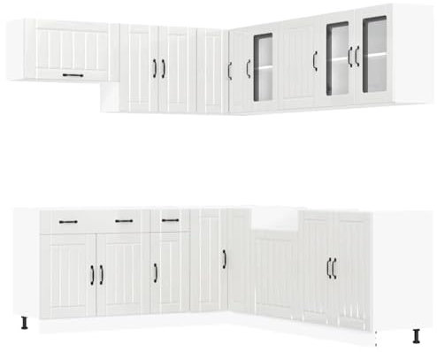 Kitchen Cabinets Küchenunterschrank Aktenschrank Schrank Flur - 11-TLG. Küchenschrank-Set Lucca Hochglanz-Weiß Holzwerkstoff für Werkstatt Hausbar Wohnzimmer Esszimmer