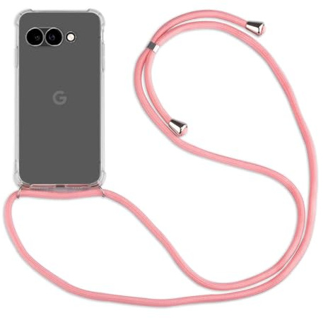 Handykette Hülle kompatibel mit Google Pixel 9A | Smartphone Hülle Case mit Band | Handyhülle Handyband zum Umhängen | Rosa