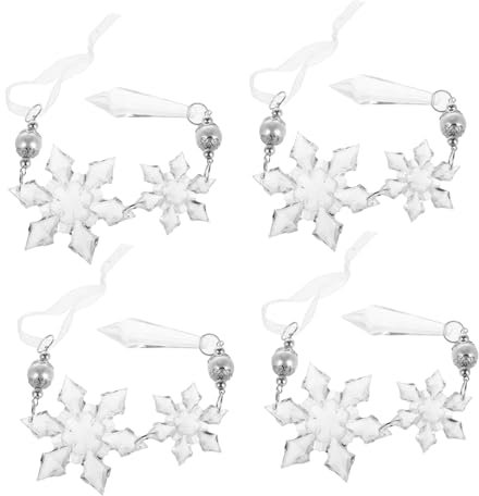 KONTONTY 4 Stück Schneeflocke-anhänger Beleuchteter Schneemann Rote Schneeflockenschmuck Schneemann Lichter Cupcake-Topper Mit Schneeflocken Schneeflocken-holzspäne Transparent Acryl