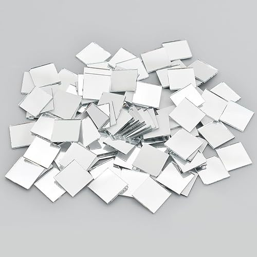 DWUENT 100 Pcs Mini Mirror Tiles Small Self Adhesive Square Mirrors with Easy Peel Protective Film for Crafts, DIY Art, Mosaics & Home Decor (1x1cm)