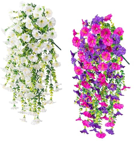 Qivra 4 Stück Künstliche Blumen, Künstliche Balkonpflanzen UV Beständig Groß, Kunstblumen Wie Echt für Balkon Geranien Stehend Und Hängend für Balkonkasten Innen Außenbereich Outdoor