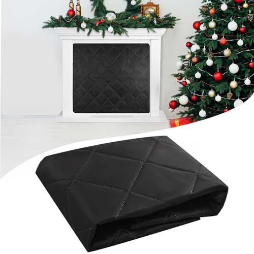 Magnetic Fireplace Cover Blanket Draft Stopper 41*36in Brick Fireplace Screen Insulation Cover Chimney Cold Air Blocker with Strong Magnet Hook-and-Loop Fasteners for Winter Iron Frame Stops Heat Loss