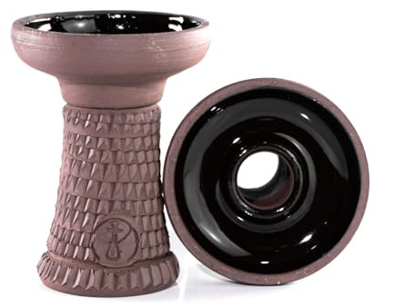 HISPACACHIMBA HC BLACK EDITION - Cazoleta Cachimba Phunnel HC BLACK EDITION Shisha | Hookah Bowl Tazón de Ceramica Barro Negro Rugoso Compatible con HMD Kaloud & Papel de Aluminio