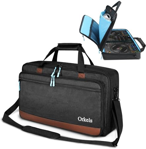 SUNDOY DJ Tragetasche kompatibel mit Pioneer/Numark/Hercules Controller – Stoßfester Transportkoffer mit Schultergurt & Zubehörfächern (55x32x12-CM)