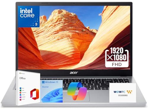 acer Ordinateur portable Aspire Go 15 • Écran Full HD de 15,6 po • Nouvelle génération Intel Core i3 N355 (8 cœurs, jusqu'à 3,9 GHz) • Copilot AI Key • Microsoft Office • HDMI • Windows 11 Home