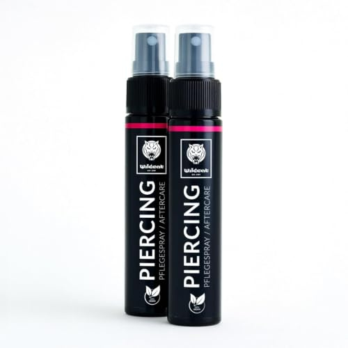 Wildcat Piercingspray 2x50 ml Aftercare & Reinigung für frische Piercings | mit Aloe Vera, Meersalz & Mineralien – alkoholfrei, vegan, für empfindliche Haut - Made In Germany