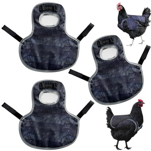 Seutmrou Wasserdichte Hühnerkleidung, Huhn Weste, 3 Stück Hühnersattelschürze, mit Rückenschutz und Verstellbaren Riemen Wasserabweisend und Leicht zu Reinigen für Geflügelstall und Hühnerhaltung
