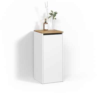 Livinity Badschrank Paolina, Weiß/Artisan, 40.2 x 88.2 cm | mit Wäschkorb