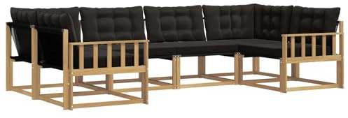 vidaXL Outdoor-Sofagarnitur mit Kissen 6 pcs Weiß und Schwarz, Garten-Sofa, modernes Outdoor-Sitzset, strapazierfähige Terrassenmöbel, gemütliche Lounge für Dein Wohnzimmer