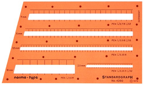 2.5mm 3.5mm 5mm 7mm 10mm Beschriftungslineal Schriftschablone Zeichenschablone Technisches Zeichnen Brief Schrift Schablone Zeichenschablone