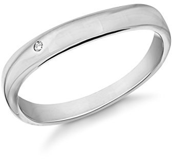 Tuscany Silver Damen-Ring 925 Sterlingsilber Rhodium plattiert Diamant 0.01 ct Wave Band Gr. 54 (17.2) 8.47.8610