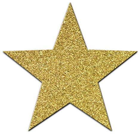 3X Gold Fabric Glitter 102mm 4 Inch Star Iron-On