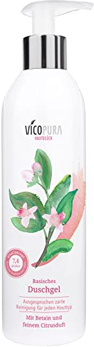 VICOPURA Basisches Duschgel, auch für häufiges Waschen, trockene, juckende Haut, Feuchtigkeit spendend, 250ml