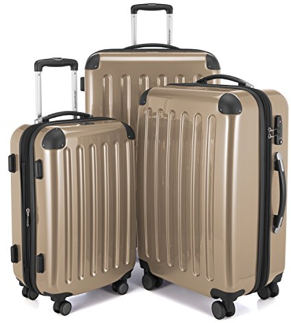 HAUPTSTADTKOFFER - Alex - Ensemble de 3 Valises Rigides Champagne Brillant, TSA, (S, M & L), 235 litres