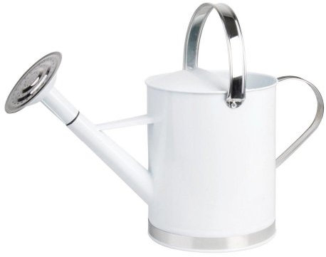 2 Stück Esschert Design Gießkanne, Wasserkanne mit 2 Griffen in weiß, 5 Liter, ca. 44 cm x 19 cm x 26 cm