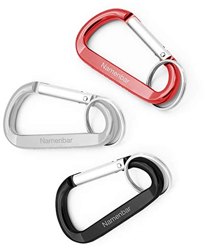 Karabinerhaken Schlüsselanhänger mit Gravur - schwarz