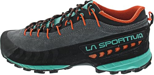 LA SPORTIVA W Tx 4 Blau-Grau - Leichter robuster Damen Leder-Approachschuh, Größe EU 38.5 - Farbe Carbon - Aqua