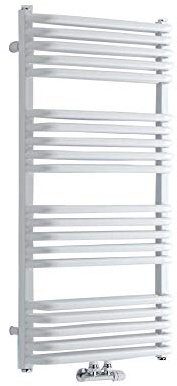 Milano Bow White D Bar Middle Connection Heated Towel Rail - 1000mm x 500mm