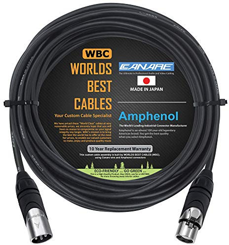 18 Foot - Canare L-4E6S, Star Quad Balanced Male To Female Microphone Cables With Amphenol AX3M & AX3F Silver XLR Connectors - CUSTOM MADE By WORLDS BEST CABLES
