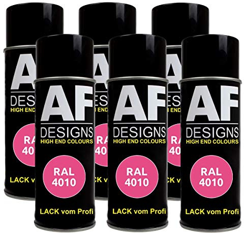 Alex Flittner Designs Spraydose RAL4010 TELEMAGENTA glänzend, glänzend | 6er Pack RAL Spraydosen a 400 ml pro Dose