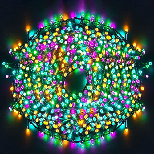 Ulinek Luces Navidad Exterior 4 Colores - Guirnalda LED Decorativa 100M 1000LED - 8 Modos IP44 Impermeable para Árbol, Interior, Habitación, Jardín, Fiesta