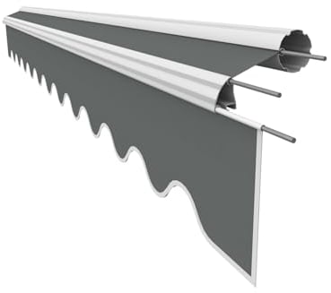 VANA Markisenstoff mit Volant für 5,5 x 3,5 m Markisen Ersatzstoff Markisentuch Bespannung Sonnenschutz fertig genäht Maß Tuch 5,38 x 3,5 m Volant 5,38 x 0,21 m Design SPD008