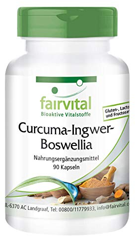 Fairvital | Curcuma, Ingwer und Boswellia mit Vitamin C - 90 Kapseln - vegan - mit schwarzem Pfeffer-Extrakt