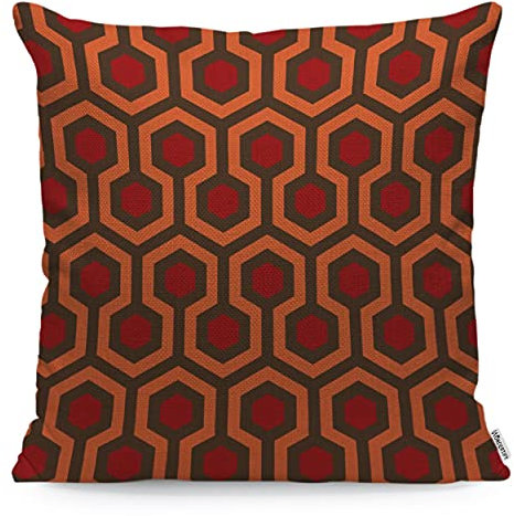 WONDERTIFY Hexagon Geometric Cushion Cover Trellis Polygon Decorative Throw Pillow Covers For Couch, Bed Sofa Pillows Case Red Orange Dark Brown 45X45 Cm