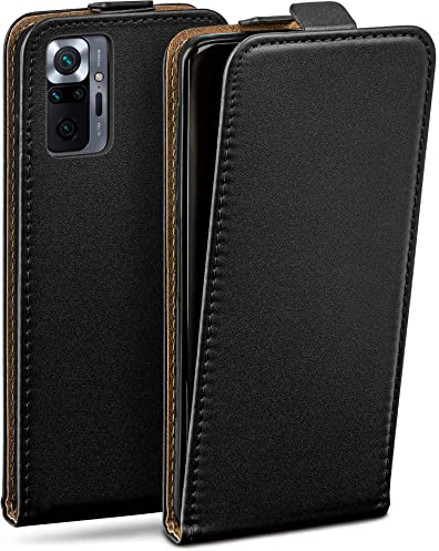 moex Flip Case für Redmi Note 10 Pro Hülle klappbar mit 360 Grad Schutz, Handyhülle mit Displayschutz, PU Leder Handytasche Lederhülle, Flip Case Cover Klapphülle, Schwarz