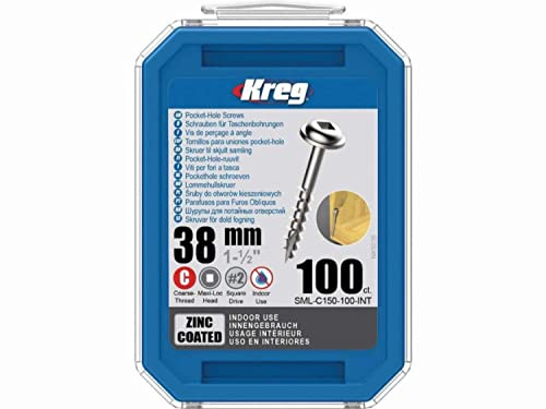 KREG KRE00058 Vis Zinc 38 mm avec Filetage Grossier-Boite de 250 vis-SML-C150-250-INT